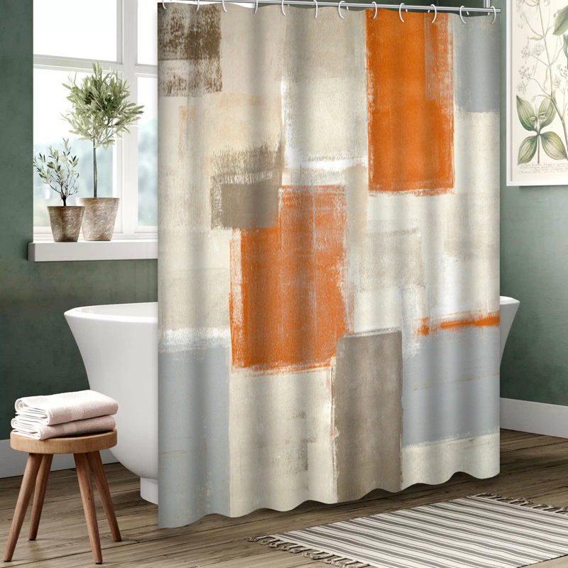 Rideau de douche beige avec 10 crochets, 72" L x 72" W
