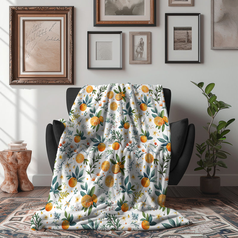 Zesty Citrus Splash - couverture sherpa de qualité supérieure 1 pièce - reproduction d'art luxueuse, Lit simple
