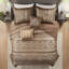 Ensemble de couvre-lit réversible 5 pièces en jacquard brun / doré-126579610