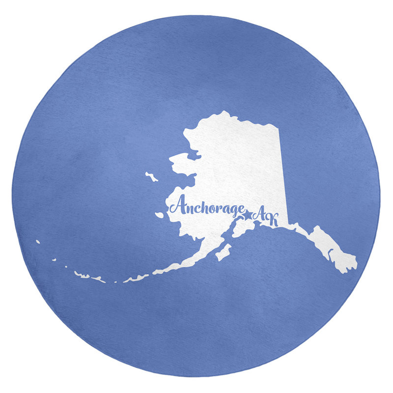 Tapis de la surface bleue en polyester ancrage de l’alaska, Rond 5 pi