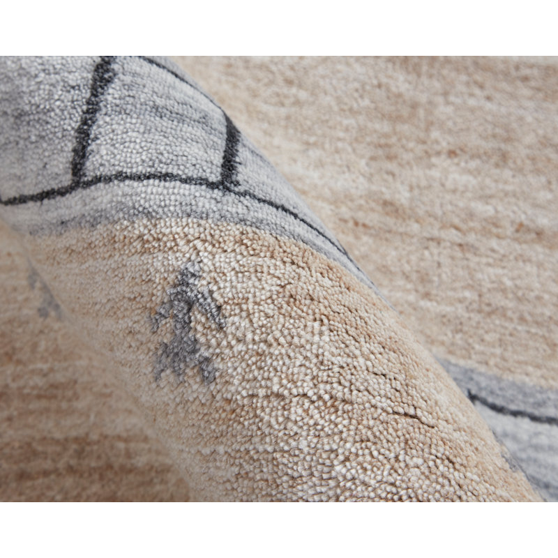 Tapis beige en laine noué à la main Autry, Rectangle 2 pi x 3 pi