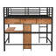 Lit mezzanine double avec bureau en L et tablettes