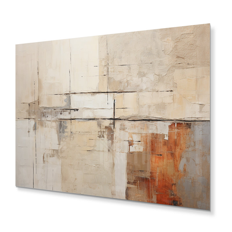 «Abstract Beige Brown Road Collage» sur métal, H 30 po x l 40 po x P 1,5 po