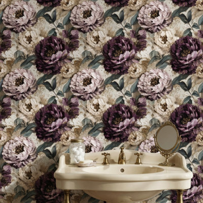 Papier peint floral vert