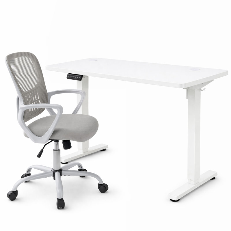 Ensemble de bureau pour travailler debout et réglable en hauteur avec chaise de bureau