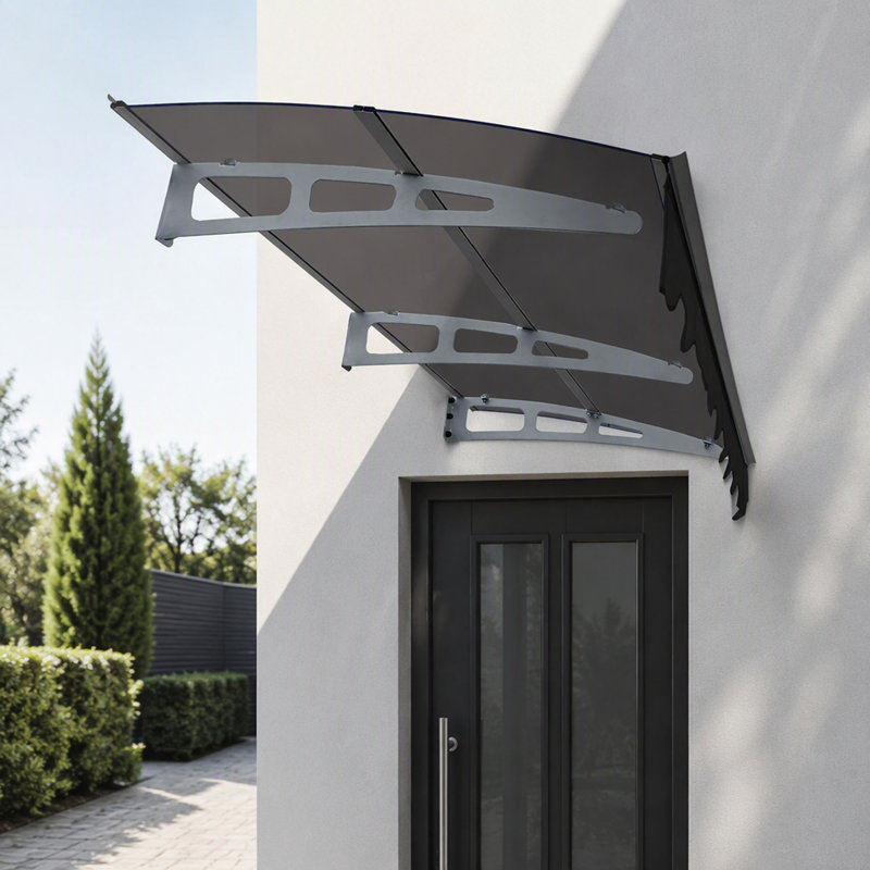 Auvent de fenêtre en feuille de polycarbonate de 0,137 pouce d'épaisseur avec cantonnière pour mur de béton de maçonnerie seulement., Parasol Conothérapie