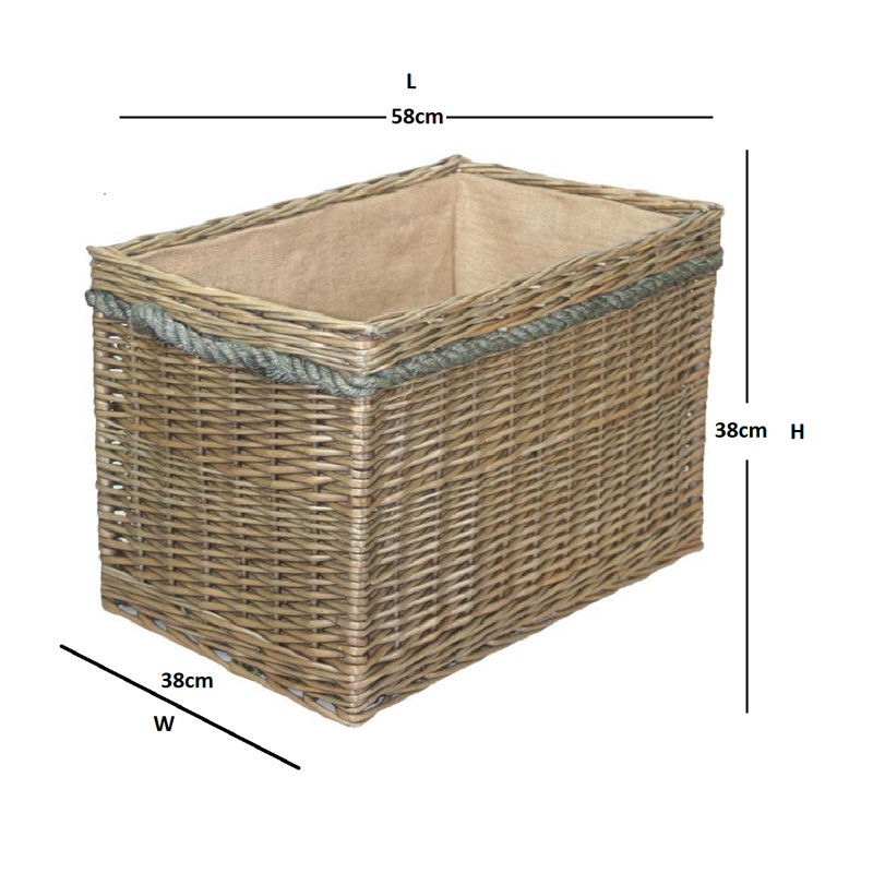 Warlo Wicker Log Carrier, 38cm H x 38cm W x 58cm D