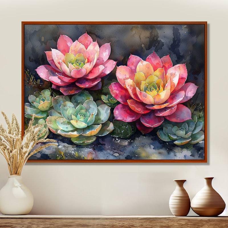 «Echeveria Elegans Succulent Mexico Bloomscape II» - art mural succulent, Brun, H 12 po x l 20 po