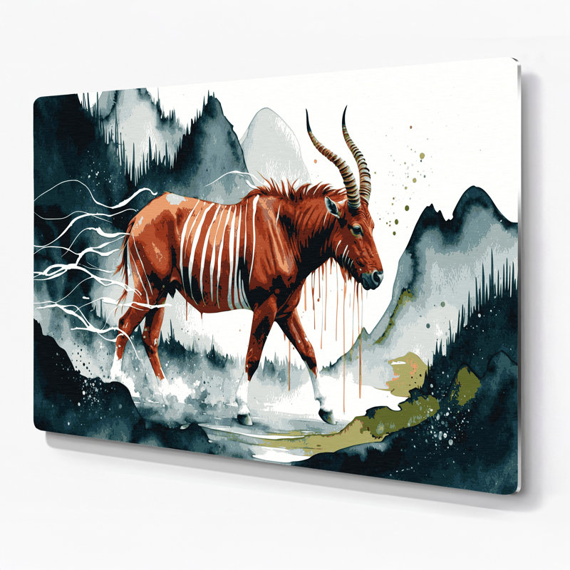 Faune montagne Bongo, art mural en métal noir