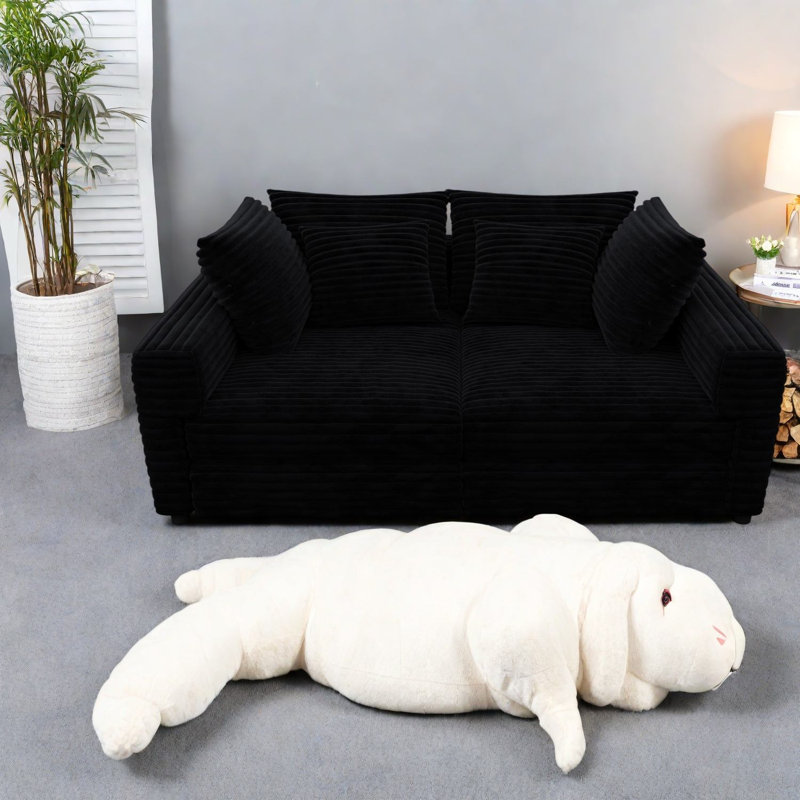 Canapé à compression, canapé moderne en velours côtelé de 102,4 pouces pour la maison