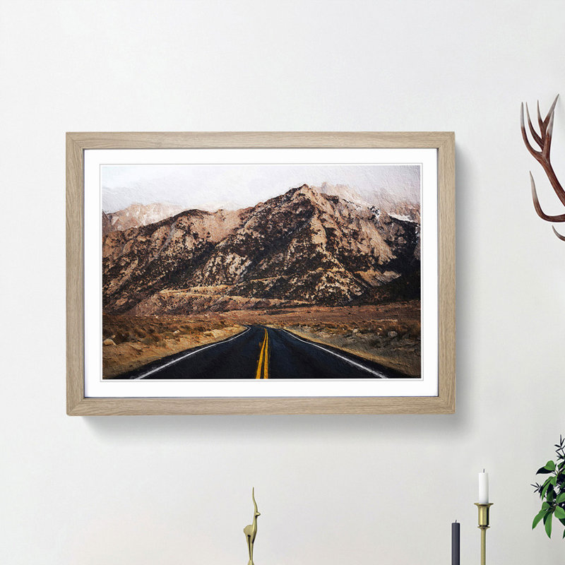 Road to Nevada - Picture Frame Painting Print, Oak Framed, 48cm H x 65cm W x 2cm D