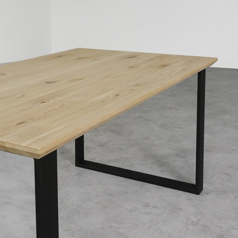 Ajahni Oak Metal Base Dining Table, 75cmH x 180cmL x 90cmW, Unfinished