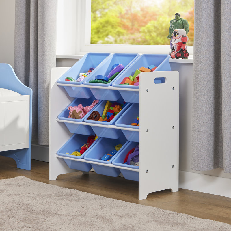 Kids 9 Bin Storage Unit – White & Pink, White/Blue