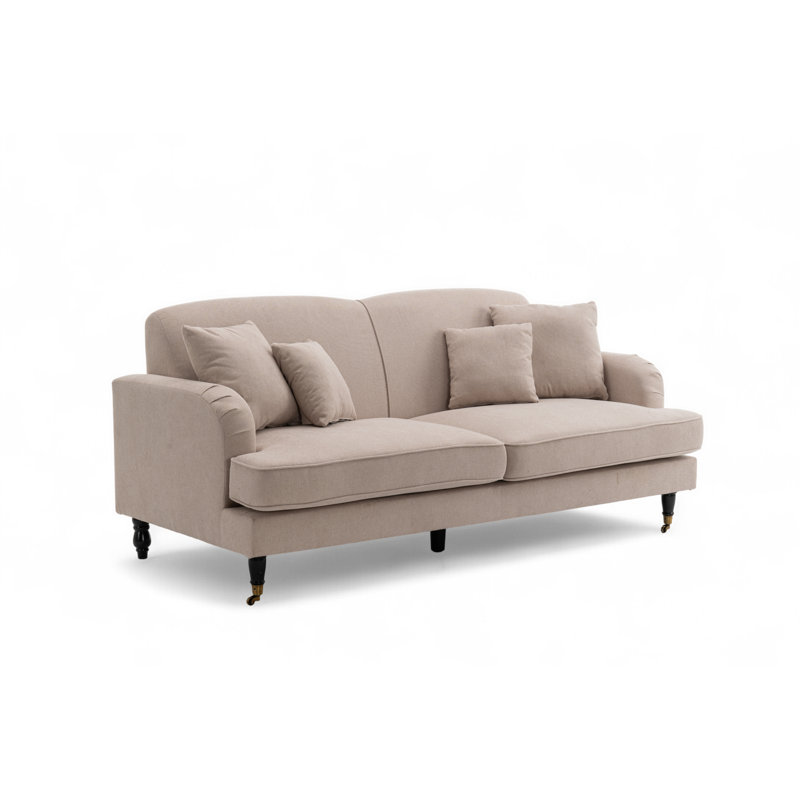 Penermon 150Cm Roll Arms Sofa, Montreal Beige Velvet, 3