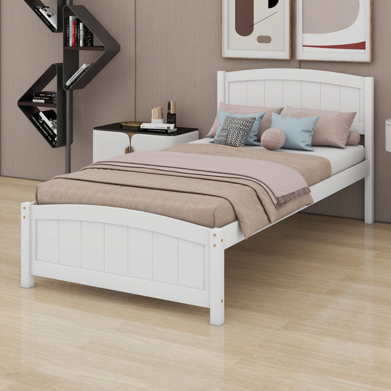 Platform Bed With Headboard And Footboard., White