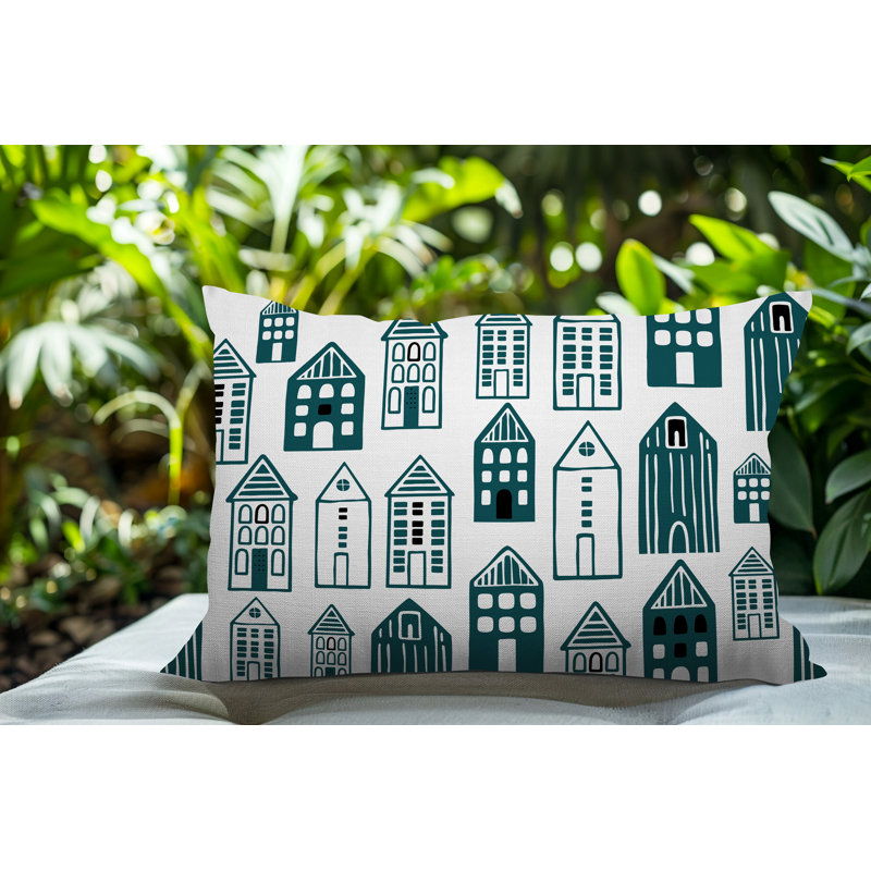 Oreiller rectangulaire réversible intérieur / extérieur Kirk Skandi Street, Émeraude, Rectangle H 14 po x l 20 po