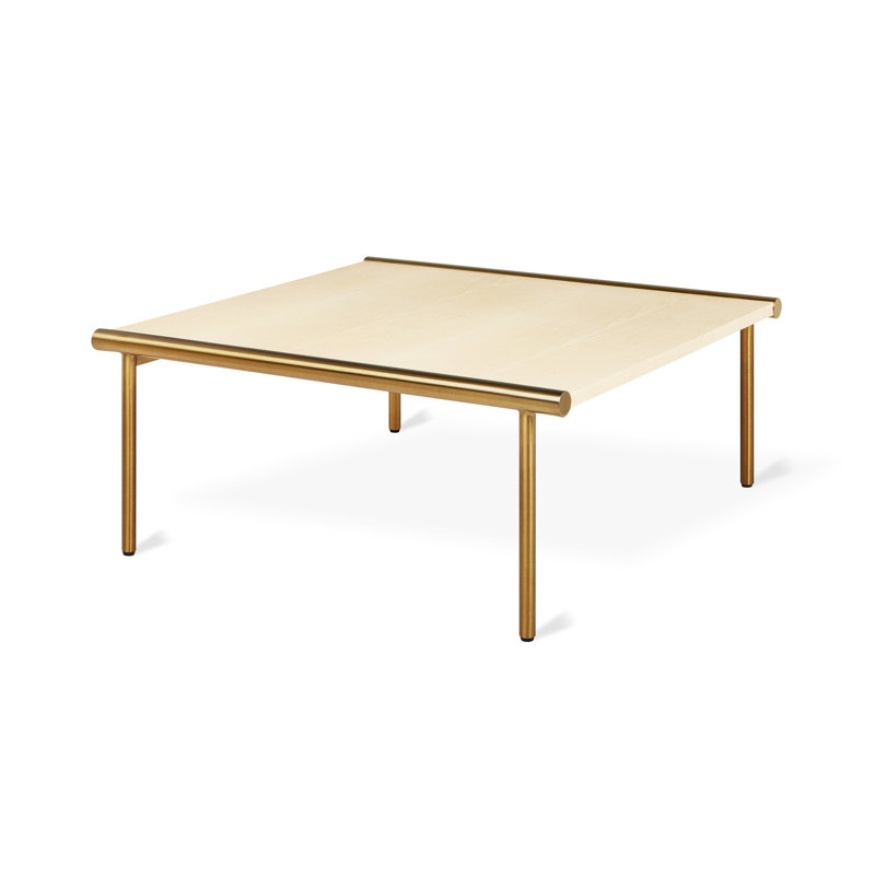 Manifold Coffee Table, Blonde Ash Top/Brass Base