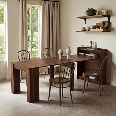 Table de salle à manger moderne extensible avec rangement pour 4 à 6 personnes, table de salle à manger compacte