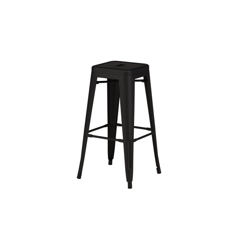 Zara Steel Bar Stool with Steel Frame, Black