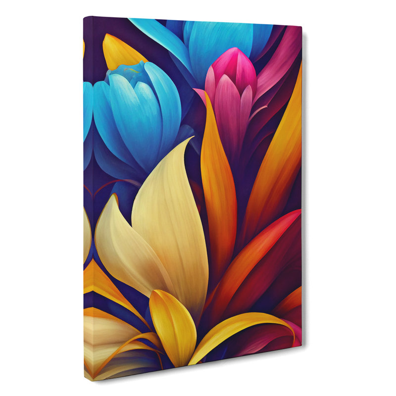 Colourful Flowers No.5 - Print, Wrapped Canvas, 50cm H x 35cm W x 3cm D, No Matte