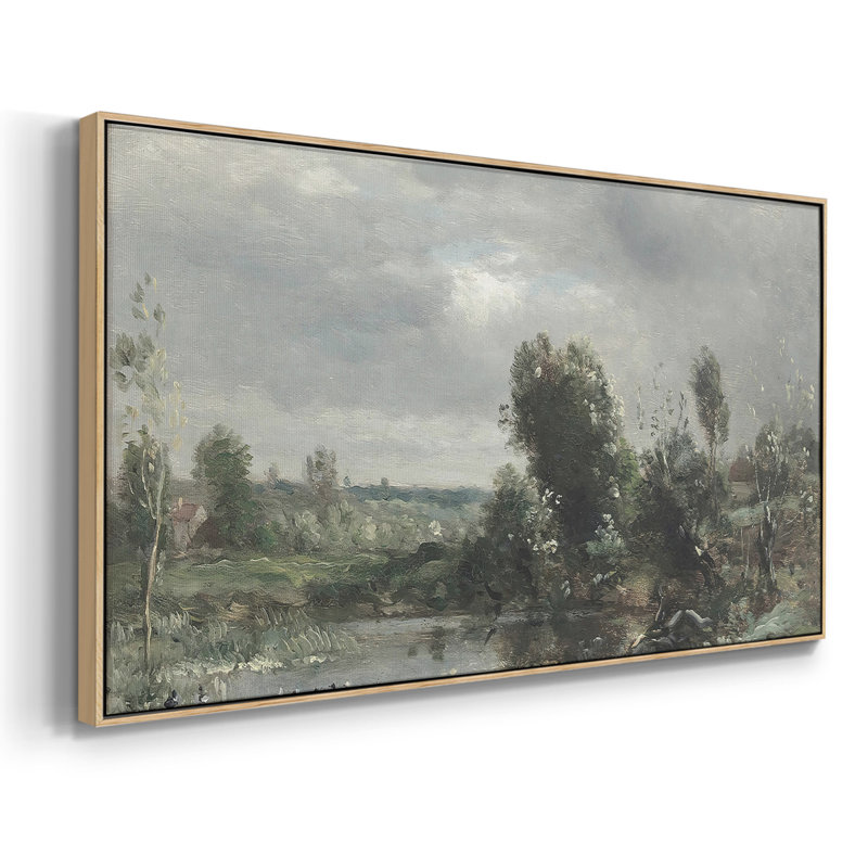Landscape Series-DCLXXVII- Framed Gallery Wrapped Canvas -Ready to Hang, 21" H x 41" W, White