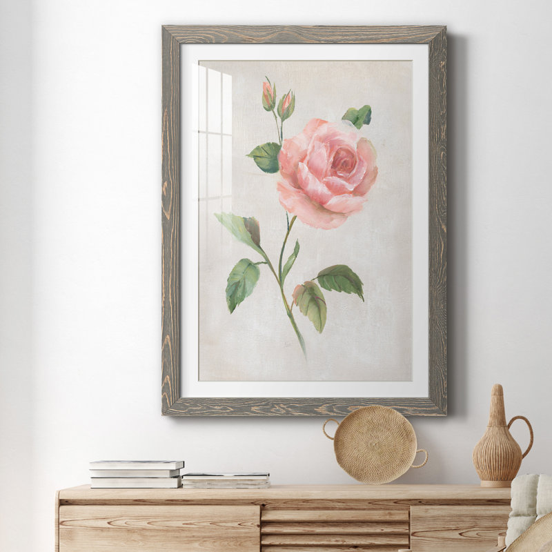 Grandiflora I - peinture encadrée, H 31,5 po x l 23,5 po x P 1,5 po, Encadré gris