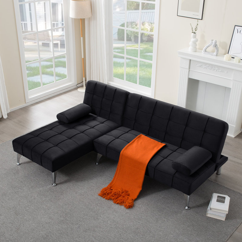 Canapé modulaire de 78,35 po de largeur, Noir ; argenté
