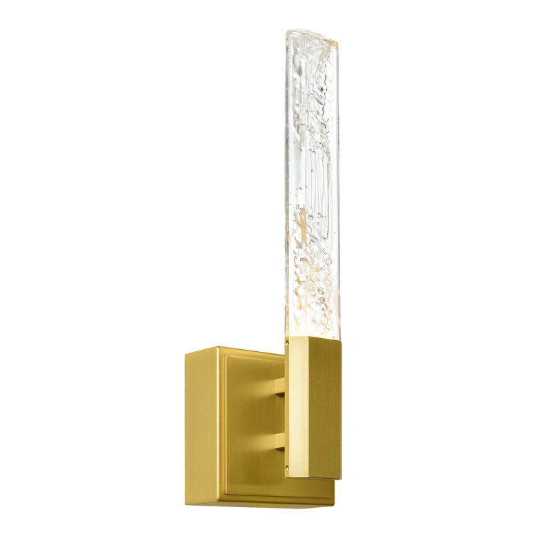 4.3'' Wide Modern Brass LED Wall Light for Hallway, Bedroom, Powder Room – Integrated LED, Brass