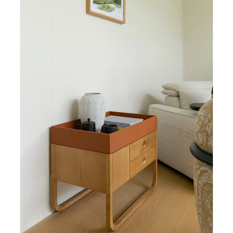 American Vintage White Ash Nightstand Soft Close Drawers Multi Compartment Storage