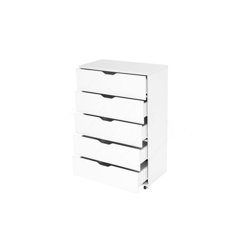 Commode 5 tiroirs avec roulettes - Armoire de rangement moderne