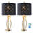 Anja 25" Modern Glam Table Lamp Set with USB+Type-C Ports and Black Shade