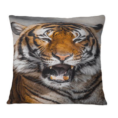 Portrait of A Tigers Face I - Coussin décoratif à imprimé traditionnel