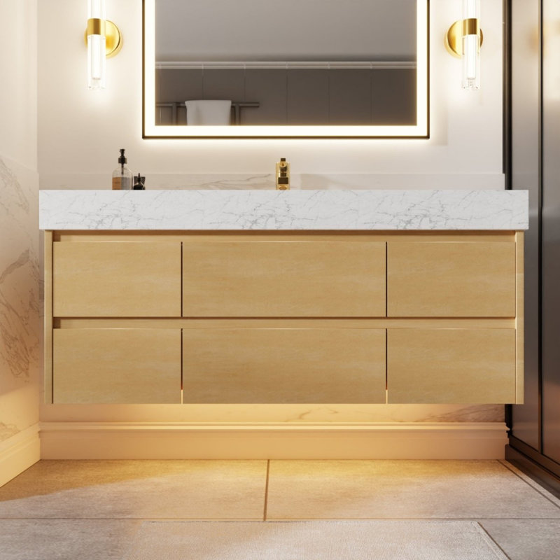 Ensemble de meuble-lavabo double flottant 48 po Corydon, Single Sink