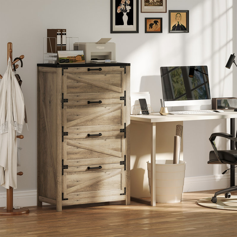 Classeur latéral 4 tiroirs pour bureau personnel, Gris