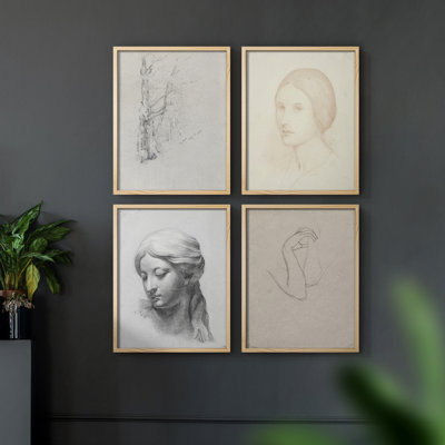 "Croquis rétro LVI", 4 pièces sur papier