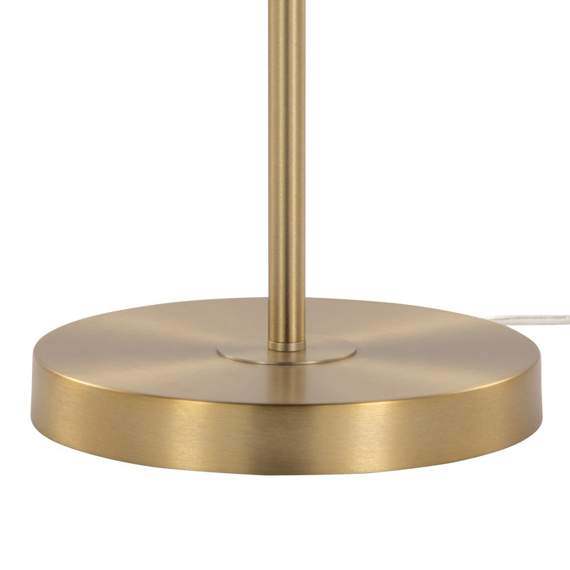 Lampe sur pied contemporaine 62 po en métal doré avec abat-jour en lin blanc 62 po