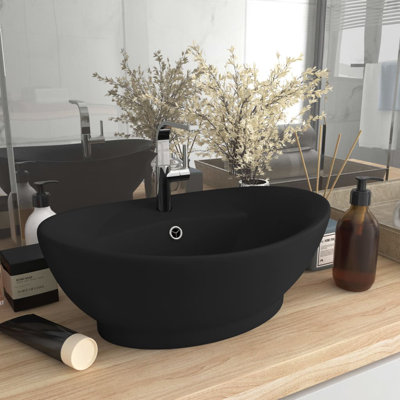Belfry Bathroom Pearlene 390mm W Ceramic Oval Sink with Overflow