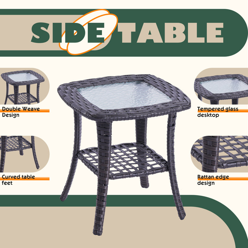 Danvers Square Metal Outdoor Side Table , 18.11'' in. W 18.11'' in. D, Brown