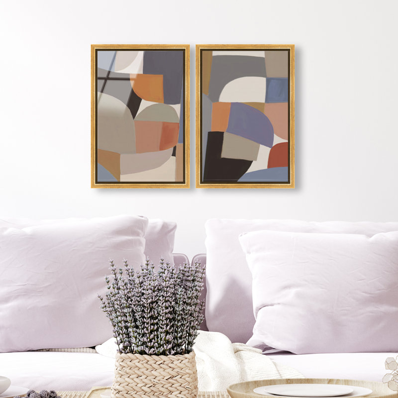 Muted Prelude Set Set by Oliver Gal, 110"H x 74"W, Gold Floater Frame