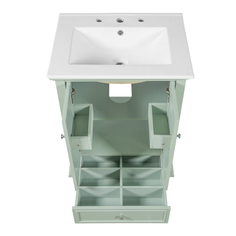 Meuble-lavabo 24 po avec lavabo en céramique, Vert