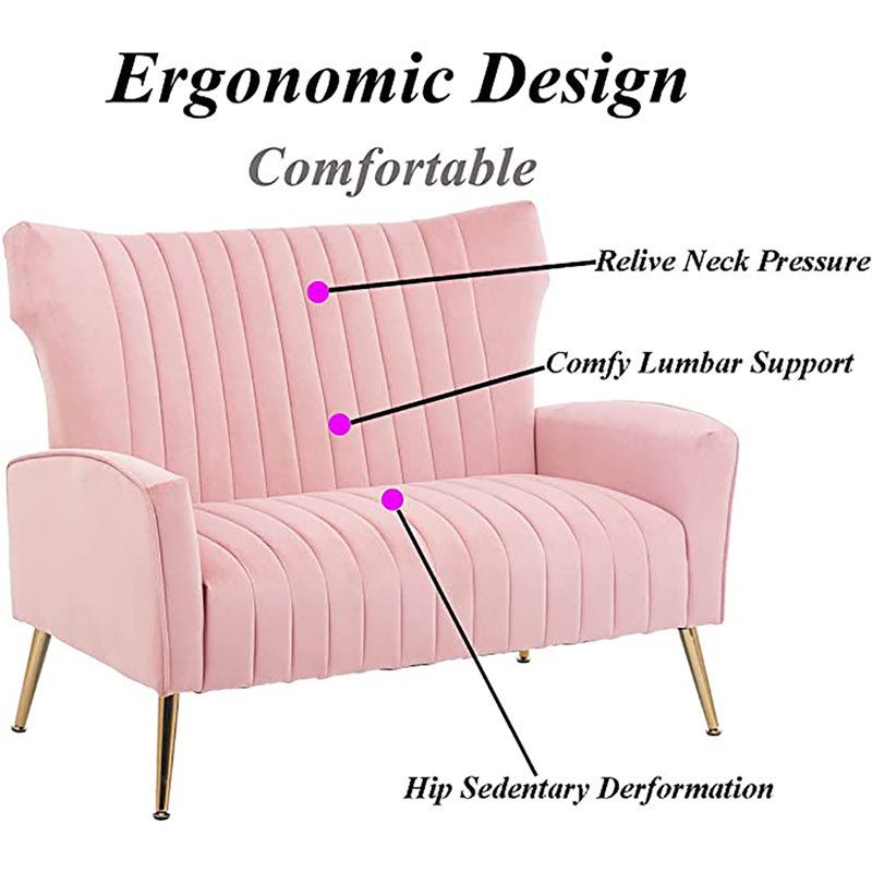 Launius Velvet Armchair, Light Pink Velvet