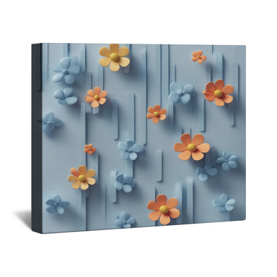 Toile tendue à motif de fleurs bleues en plusieurs tailles