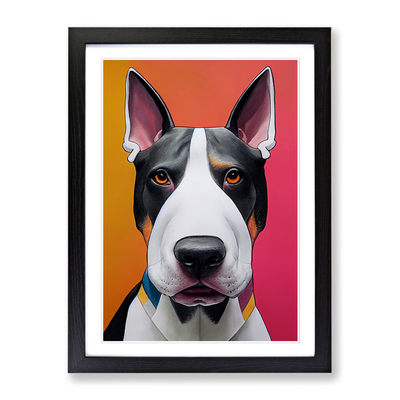 Shlok English Bull Terrier Hypreprism - Wall Art, 46cm H x 34cm W x 2cm D, Oak