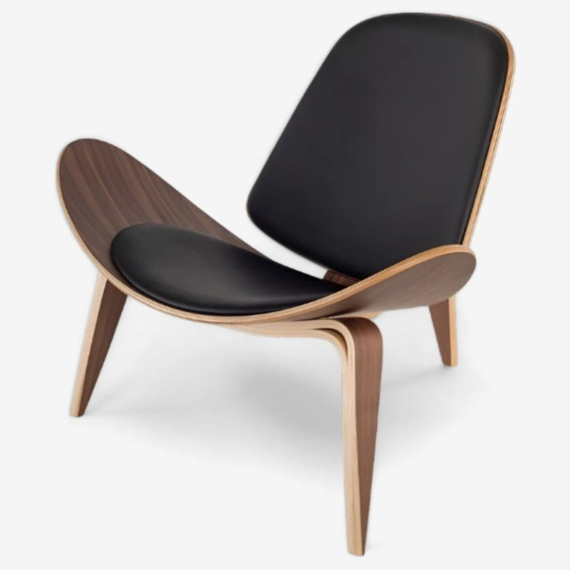 Carrehera Tripod Lounge Chair, Black Faux Leather