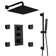 SlideLux 3-Function 12" Thermostatic Complete Rainfall Shower System with 4 Body Jets and Slide Bar