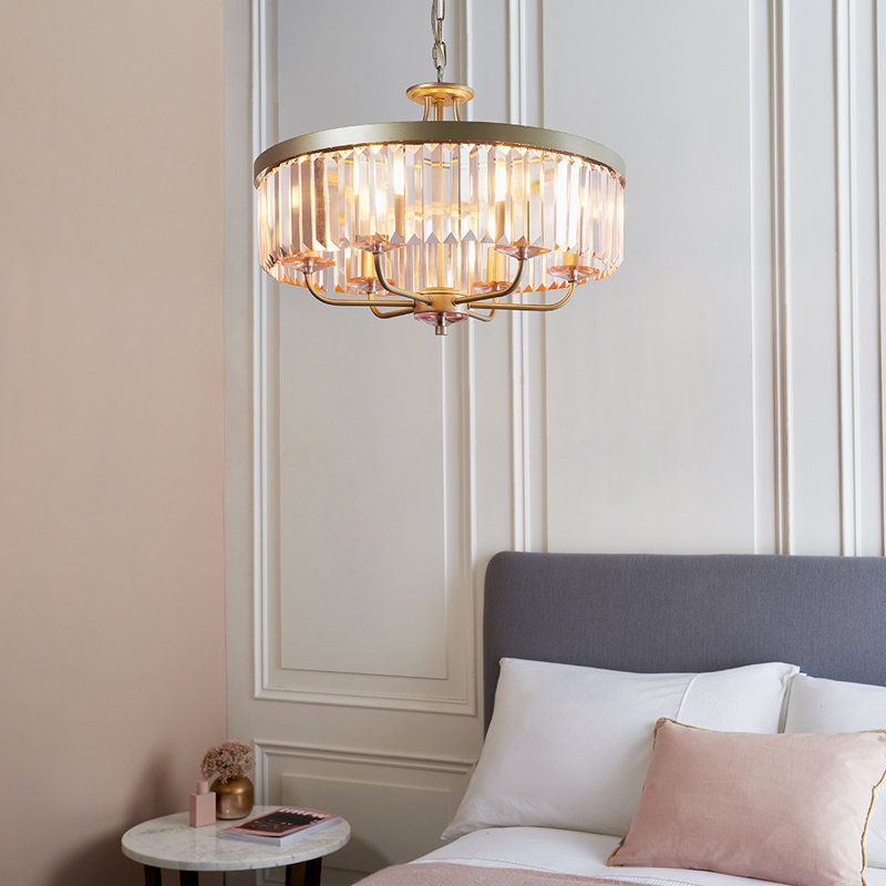 Bothell 6 - Light Crystal Chandelier, Rose Pink