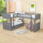 Spacieux lit simple superposé simple au-dessus de simple et simple avec lit mezzanine et tiroirs de rangement doubles-596043007