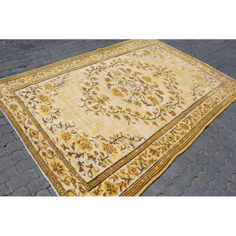 Grand tapis rétro turc Oushak rétro pour salon avec motif gravé en relief