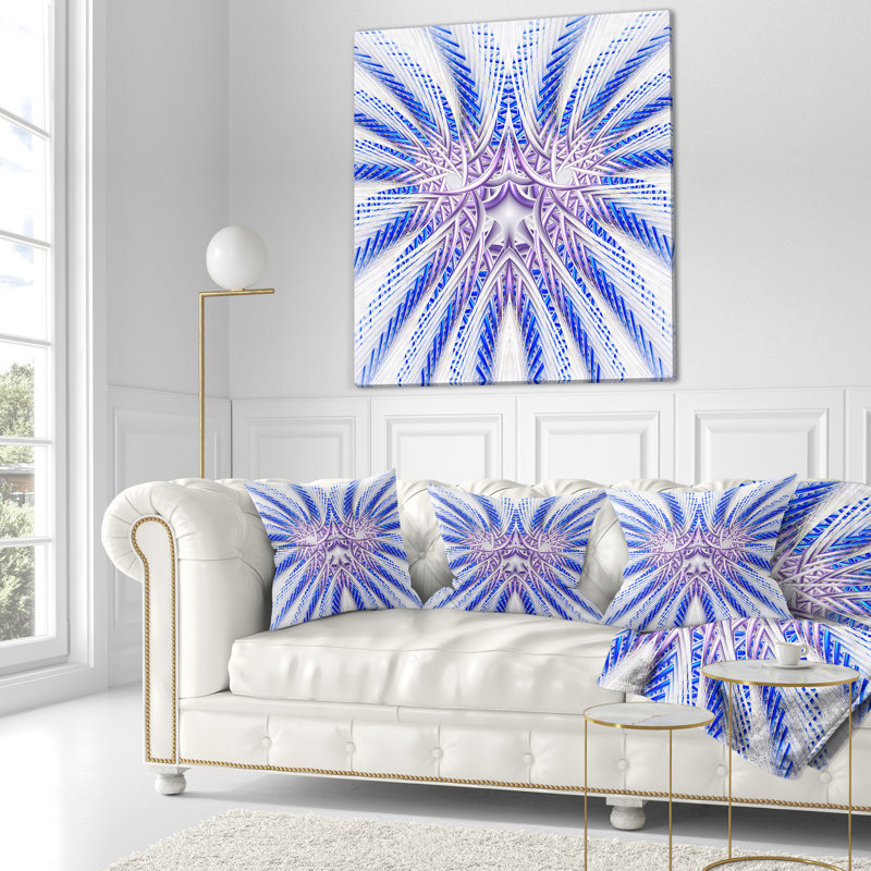 Coussin décoratif à fleurs fractale unique light Abstract, 16 po x 1 po, Coussin décoratif, Bleu / Mauve