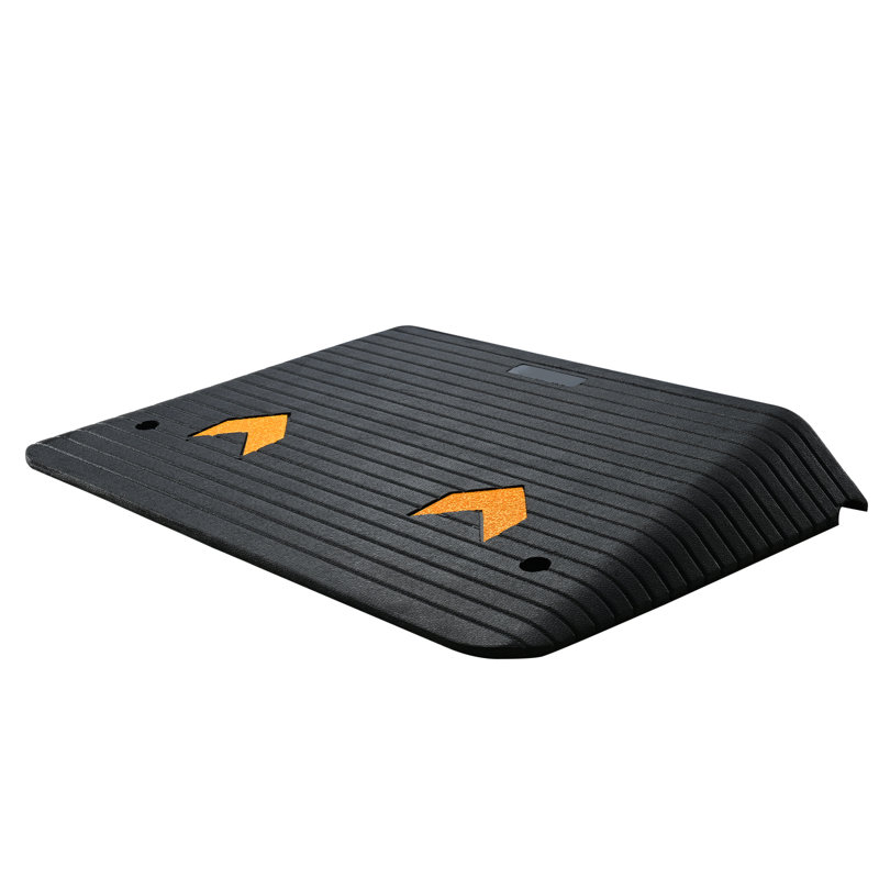 Rampe de seuil en caoutchouc 1 pièce 36,22 po x 25,59 po x 5,12 po Rampe de seuil en caoutchouc 1 pièce noir Capacité de 33069 lb antidérapante avec rainure pour fauteuils roulants